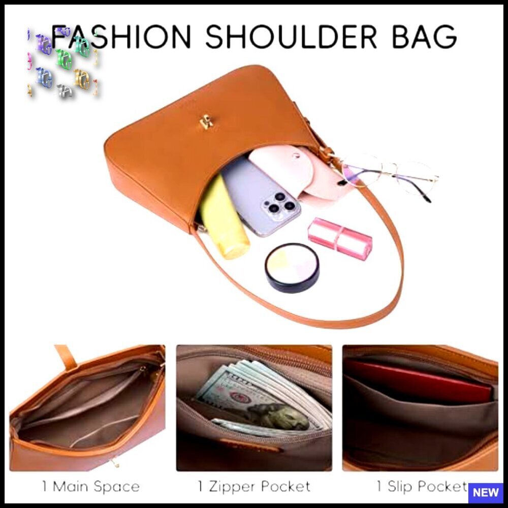 Vegan Leather Hobo Shoulder Bag Crossbody Purse Adjustable Strap Chic Minimal - Picture 5 of 7